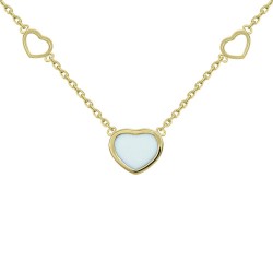 COLLIER 42CM PL OR COEUR EMAIL BLANC