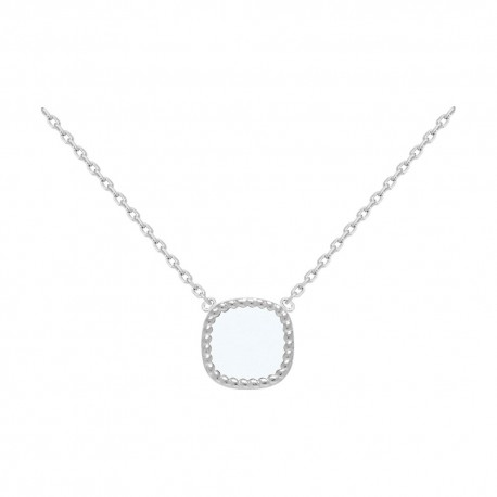 COLLIER 42CM AGT CARRE EMAIL BLANC
