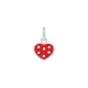 PENDENTIF AGT COEUR EMAIL ROUGE POIS BLANCS