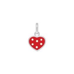 PENDENTIF AGT COEUR EMAIL ROUGE POIS BLANCS