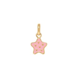 PENDENTIF POR ETOILE ROSE A POIS