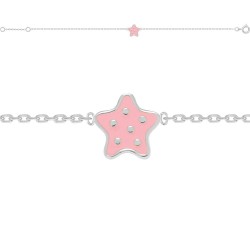 BRACELET 16CM AGT ETOILE ROSE A POIS