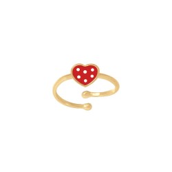 BAGUE POR COEUR EMAIL ROUGE POIS BLANCS