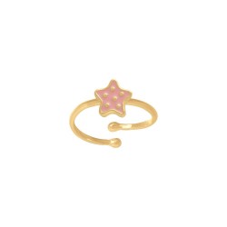 BAGUE POR ETOILE ROSE A POIS