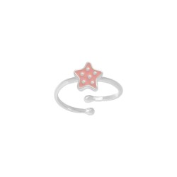 BAGUE AGT ETOILE ROSE A POIS