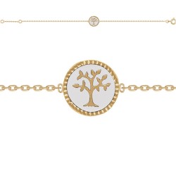 BRACELET 18CM POR ARBRE DE VIE SUR EMAIL BLANC