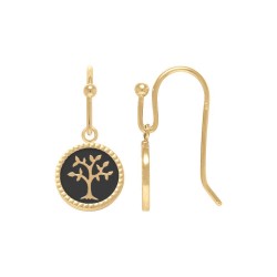 BO PENDANTE POR ARBRE DE VIE SUR EMAIL NOIR