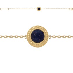 BRACELET 18CM P.OR CABOCHON LAPIS