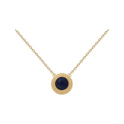 COLLIER 42CM P.OR CABOCHON LAPIS