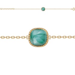 BRACELET 18CM P.OR CARRE MALACHITE