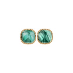 BOUCLES D'OREILLES P.OR CARRE MALACHITE 7*7