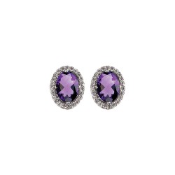 BO ARGENT 925 MARQUISE CZ AMETHYSTE