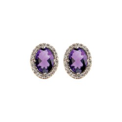 BO PLAQUE OR BICOLORE MARQUISE OZ AMETHYSTE