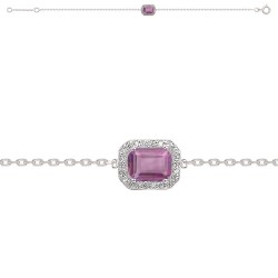 BRACELET 18 CM ARGENT 925 CZ BLANCS ET AMETHYSTE