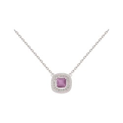 COLLIER 42CM P.OR CARRE AMETHYSTE ET OZ