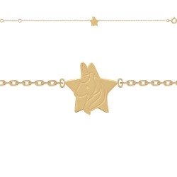 BRACELET 16CM P.OR LICORNE DANS ETOILE