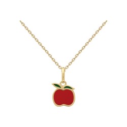 COLLIER 38CM P.OR POMME EMAIL ROUGE