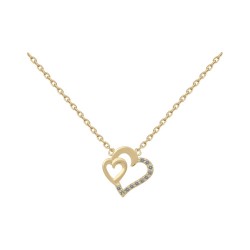 COLLIER 42CM P.OR DOUBLE COEUR OZ