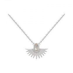 COLLIER 42CM AGT DEMI CERCLE PICS CZ BLANC