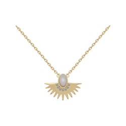 COLLIER 42CM P.OR DEMI CERCLE PICS CZ ET NACRE