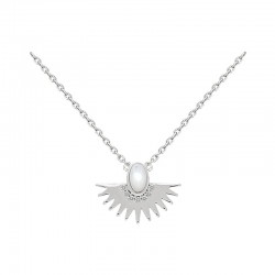 COLLIER 42CM AGT DEMI CERCLE PICS CZ ET NACRE