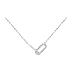 COLLIER 42CM AGT OVALE ENTRELACE AVEC OVALE CZ