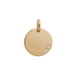 PENDENTIF P.OR MEDAILLON 15MM 3 CZ BLANCS