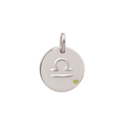 PENDENTIF AGT MEDAILLON RELIEF BALANCE CZ PERIDOT