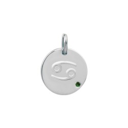 PENDENTIF AGT MEDAILLON RELIEF CANCER CZ EMERAUDE