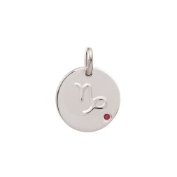 PENDENTIF AGT MEDAILLON RELIEF CAPRICORNE CZ RUBIS