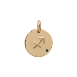 PENDENTIF P.OR MEDAILLON RELIEF SAGITTAIRE CZ TOPAZE