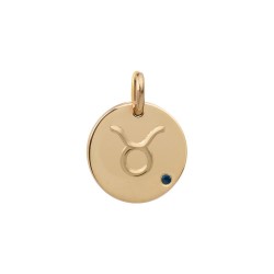 PENDENTIF P.OR MEDAILLON RELIEF TAUREAU CZ SAPHIR