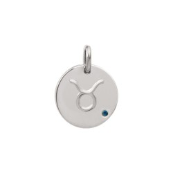 PENDENTIF AGT MEDAILLON RELIEF TAUREAU CZ SAPHIR