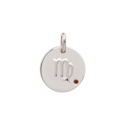 PENDENTIF AGT MEDAILLON RELIEF SCORPION CZ AIGUE MARINE