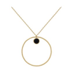 COLLIER 42CM P.OR CERCLE BOULE 30MM ET CAB NOIR