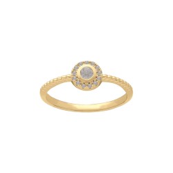 BAGUE P.OR ROND ET CZ BLANC