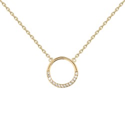 COLLIER 42 CM PLAQUE OR CERCLE CZ