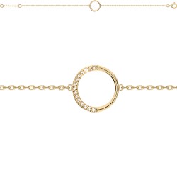 BRACELET 18 CM PLAQUE OR CERCLE CZ