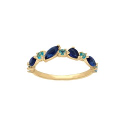 BAGUE P.OR MULTI CZ BLEUS