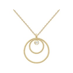 COLLIER 42CM P.OR CERCLES BOULES CAB CZ BLANC