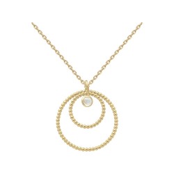 COLLIER 42CM P.OR CERCLES BOULES CAB CZ BLANC