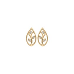 Boucles d'oreille plaqué Or GOUTTE FEUILLES DE LAURIER CZ