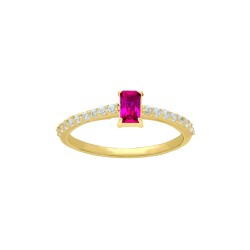 BAGUE P.OR CZ BLANCS ET RECT. RUBIS