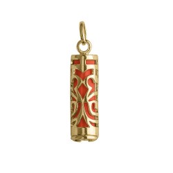 PENDENTIFS PL.OR TIKI FORCE COULEUR CORAIL 24MM