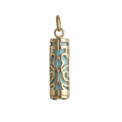 PENDENTIFS PL.OR TIKI FORCE COULEUR TURQUOISE 24MM