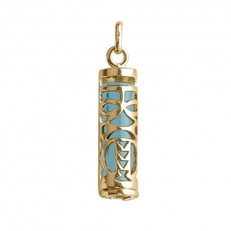 PENDENTIFS PL.OR TIKI TENDRESSE COULEUR TURQUOISE 24MM