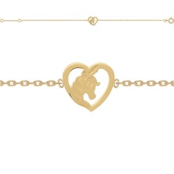 BRACELET 16CM P.OR COEUR LICORNE