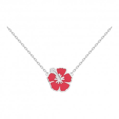 COLLIER 42CM AGT HIBISCUS ROUGE
