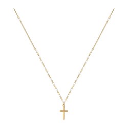 COLLIER 60CM P.OR PEND CROIX ROSAIRE 10+1 RESINE COL BLANC