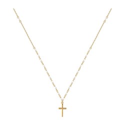 COLLIER 60CM P.OR PEND CROIX ROSAIRE 10+1 RESINE COL BLANC